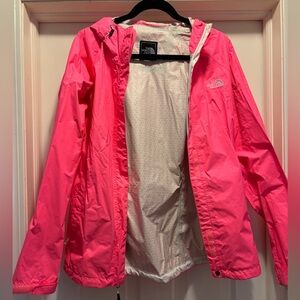 North face hot pink rain jacket size L